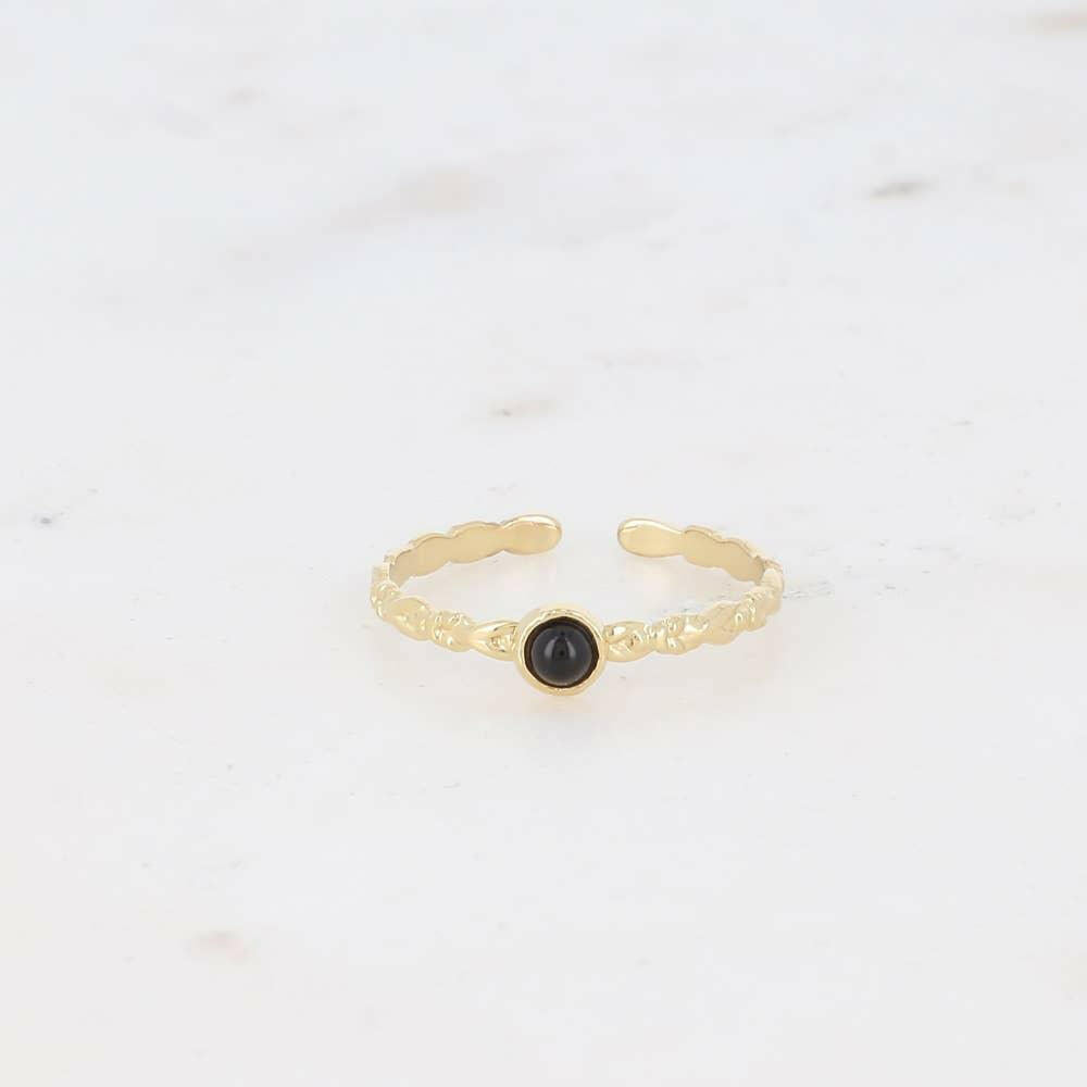 Lydia ring - round natural stone: Onyx - Persora