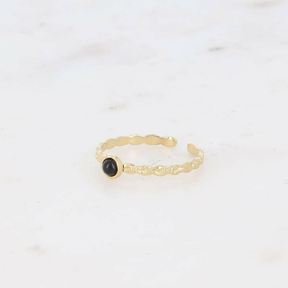 Lydia ring - round natural stone: Onyx - Persora