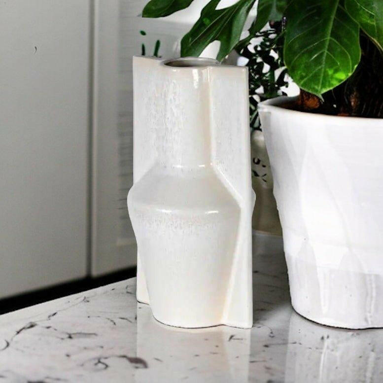 Mid Century Design White Vase.