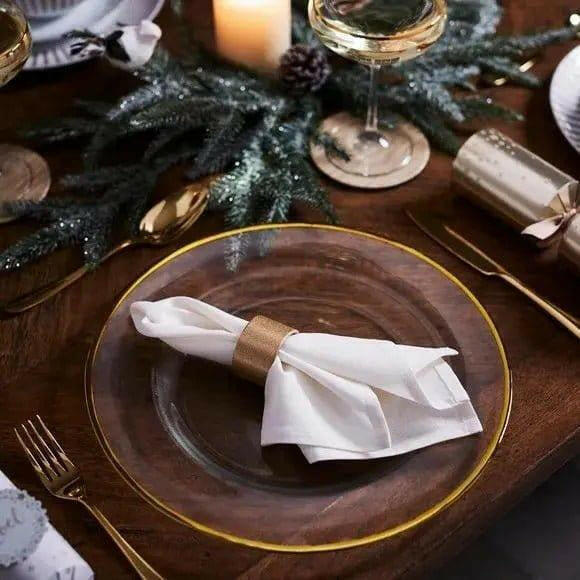 Mikasa Gold Rimmed Glass Charger Plate.