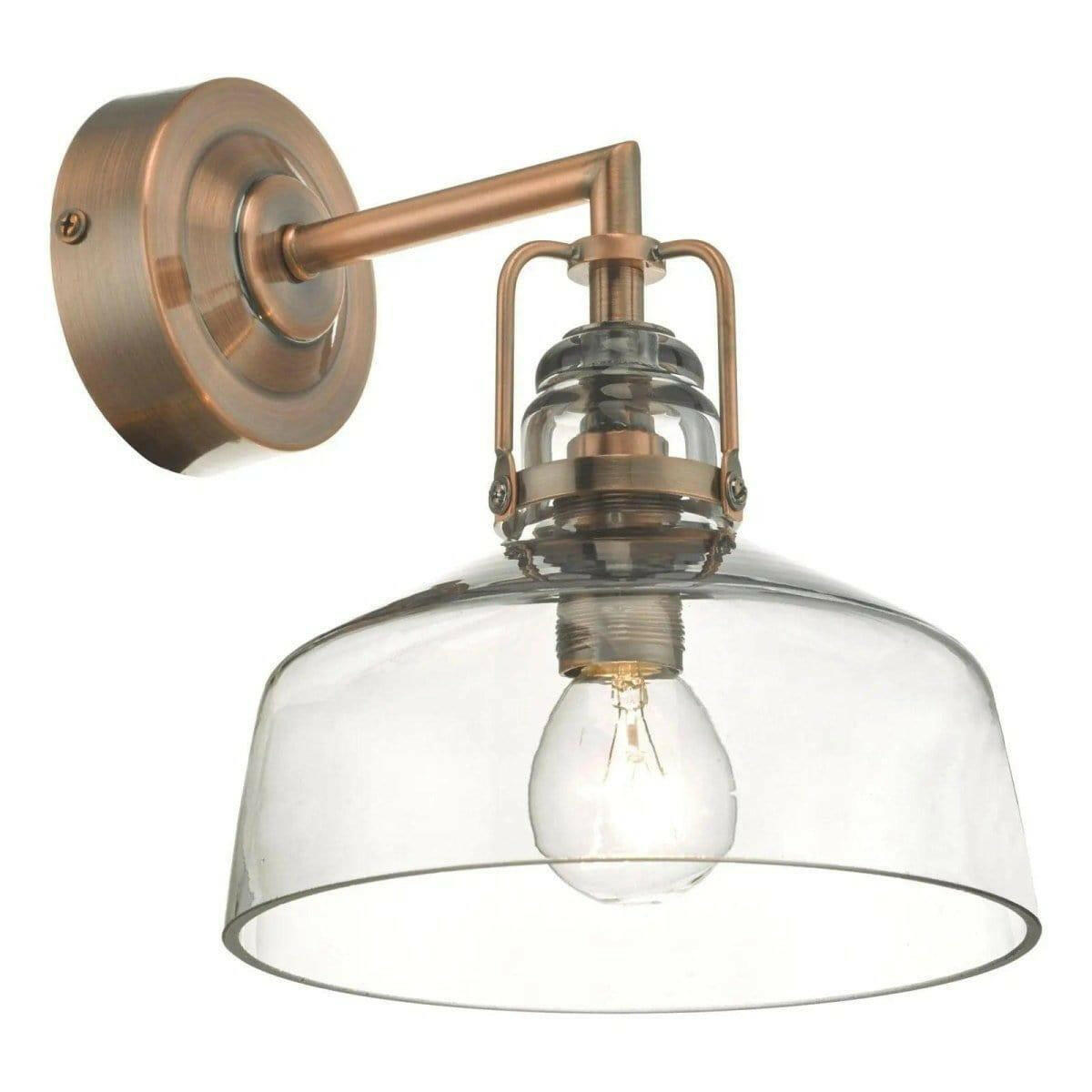 Miles Wall Light Antique Copper Smoked Glass.