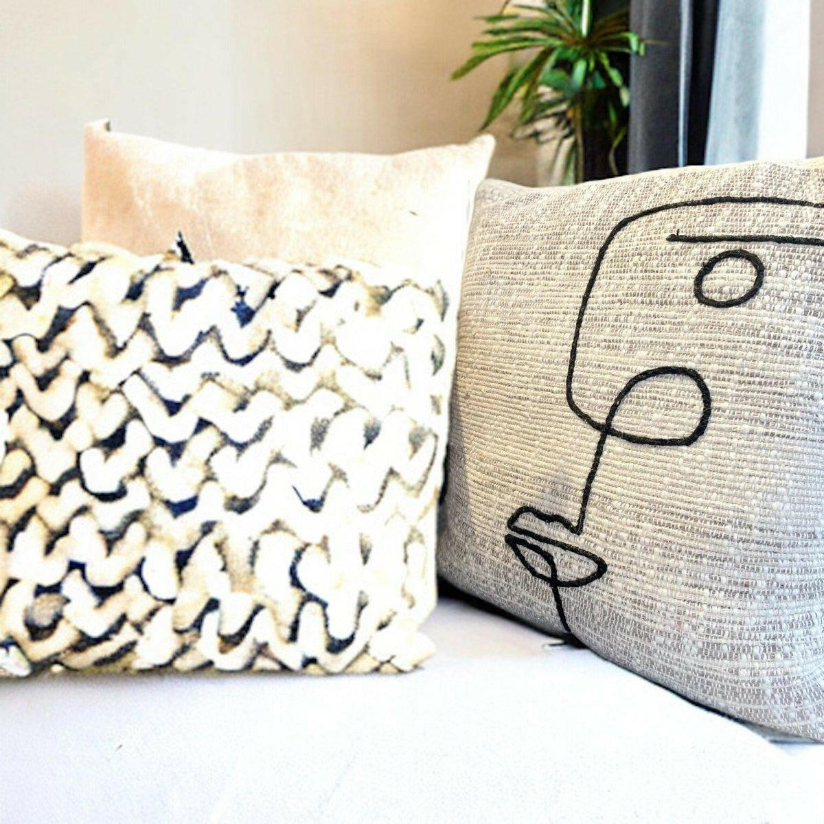 Black and White Face Cushion.