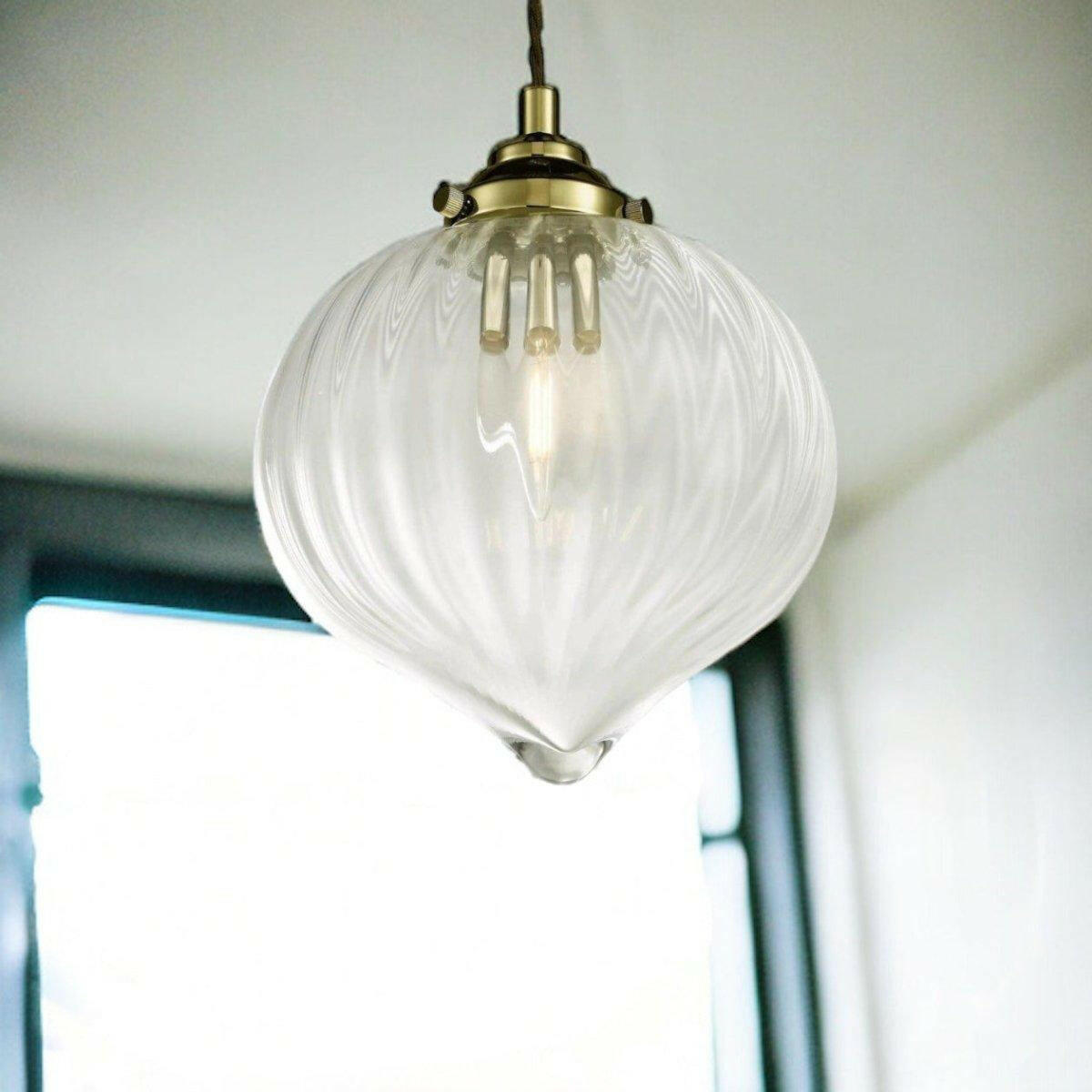 Mya 1 Light Single Pendant Antique Brass Glass.