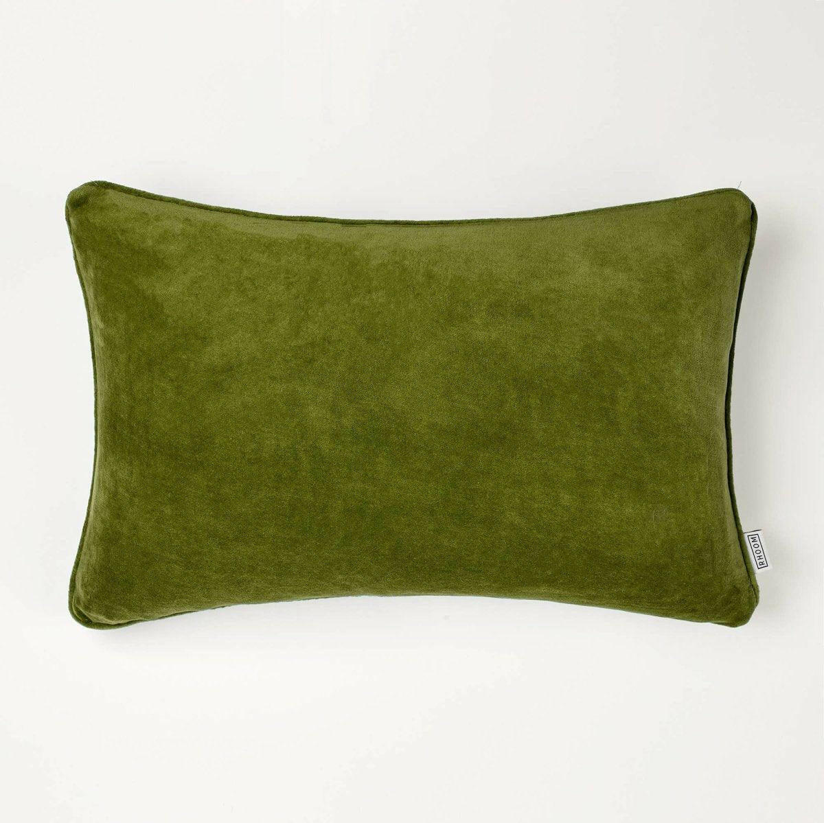 Olive Green Rectangular Velvet Cushion.