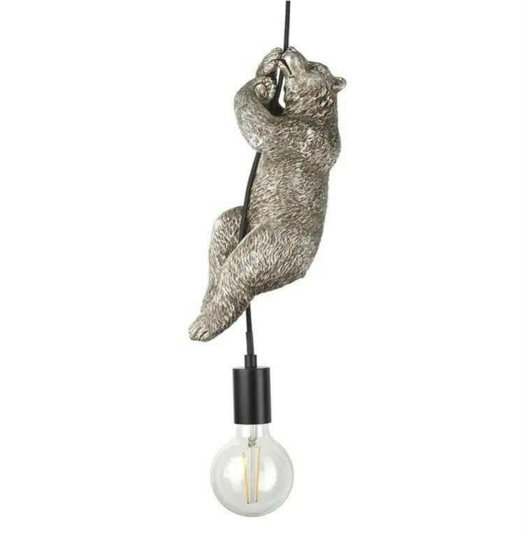 Silver Hanging Bear Pendant Light.