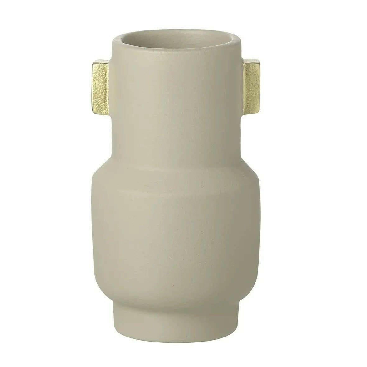 Taupe and Gold Mid Century Ceramic Vase.