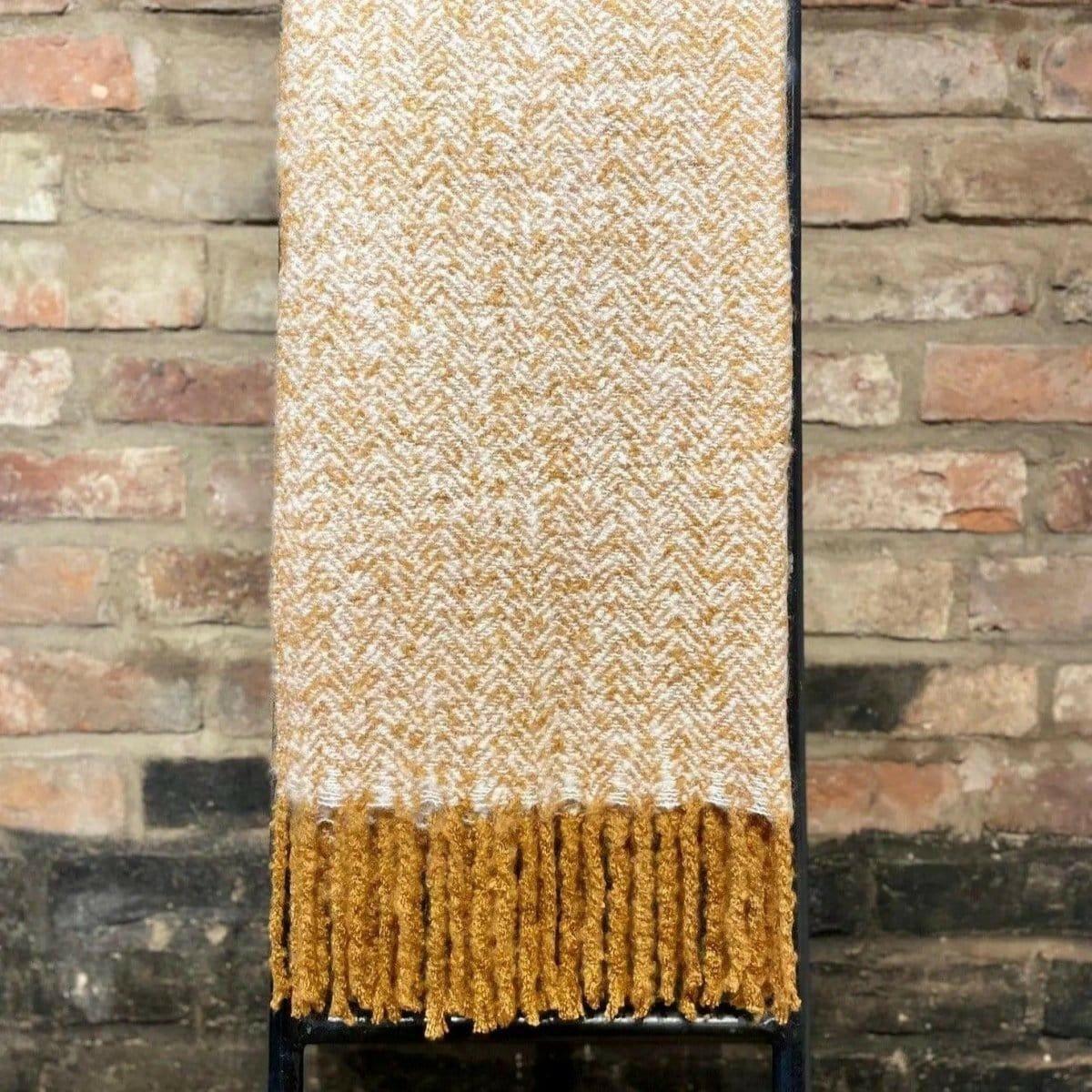 Yellow Gold Herringbone Throw - Persora