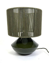 McGowan & Rutherford Ltd - Forest Green Table Lamp W/ Ribbed Corded Shade.