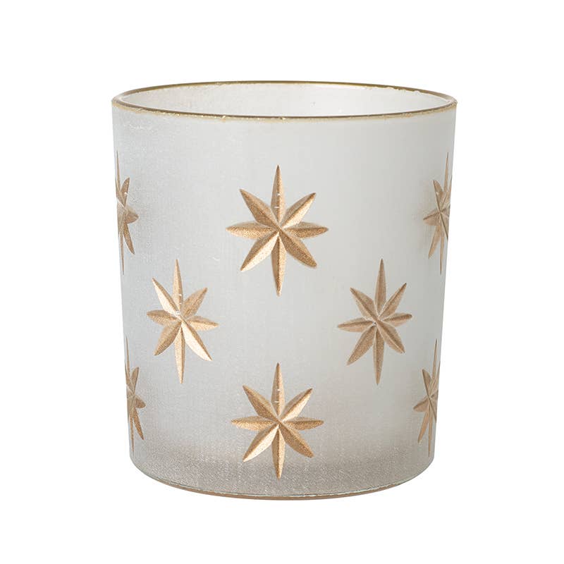 Heaven Sends - FROSTED GLASS GOLD STARS T-LIGHT