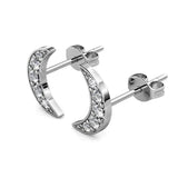 CARALI / MYC Paris - Crescent Moon Earrings - Silver and Crystal