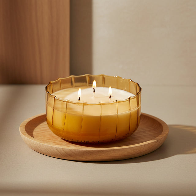 Designworks Collective - Paddywax Ripple Glass Candle - 340g - Golden Ember.