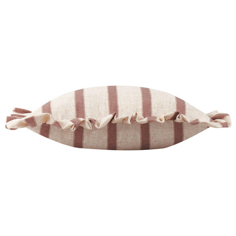 Riva Home - Connie Square Striped Ruffle Cushion Clay Pink: Clay Pink / Polyester Filled / 45 x 45cm.