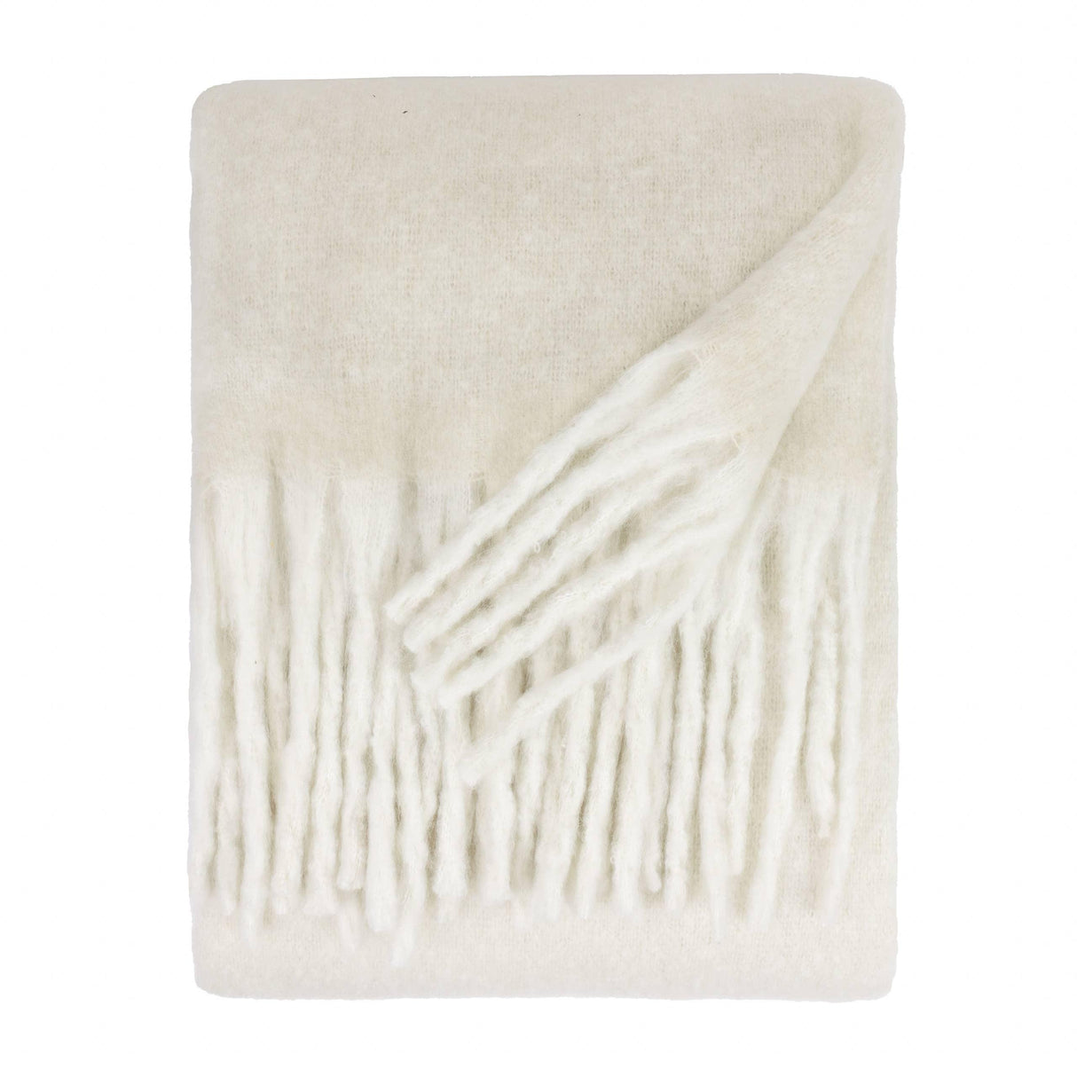 Riva Home - Cozy Woven Tasselled Throw Ecru: Ecru / 140 x 180cm.