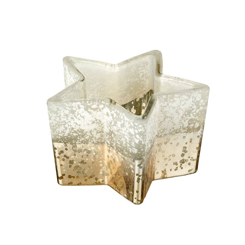 Heaven Sends - SMALL MOTTLED GLASS STAR T-LIGHT HOLDER