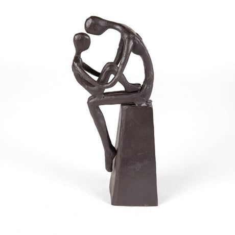 Mother and Child Tender Embrace Cast Iron Sculpture