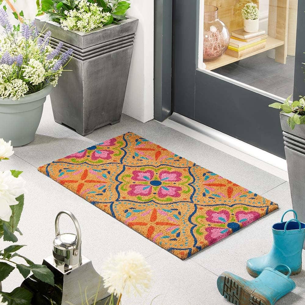 Natural coir doormat designed for durability and effective dirt removal at your doorstep