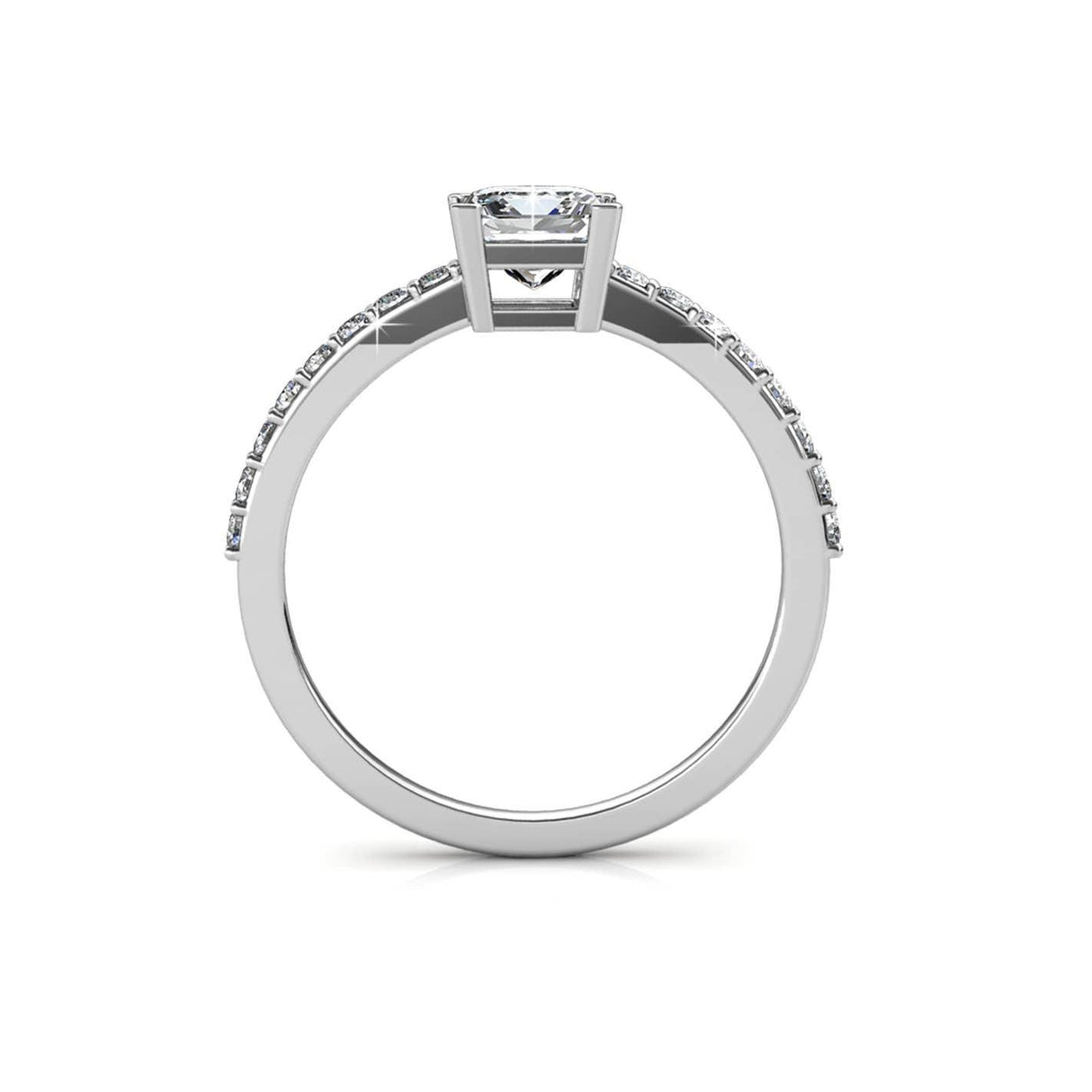 CARALI / MYC Paris - Simple Square Ring - Silver and Crystal: 52
