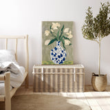 White Flower Vase Abstract Art Print A3