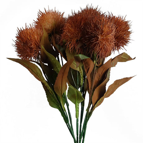Globe Thistle Yellow Ball Artificial Flower Stem – 70cm Faux Floral