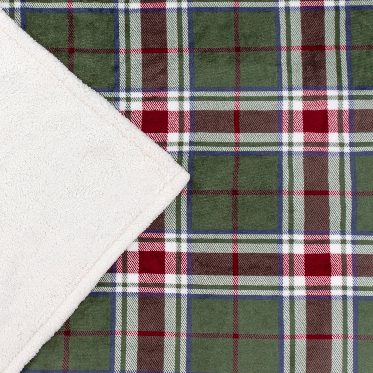 Riva Home - Braemar Check Sherpa Fleece Throw Berry/Pine: Berry/Pine / 140 x 180cm