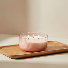 Designworks Collective - Paddywax Ripple Glass Candle - 340g - Desert Peach.