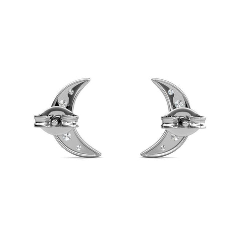 CARALI / MYC Paris - Crescent Moon Earrings - Silver and Crystal