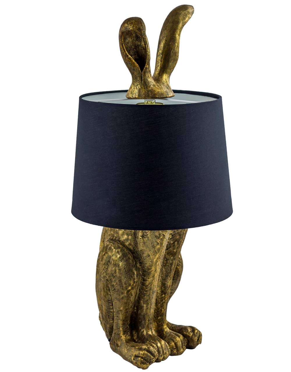 McGowan & Rutherford Ltd - Antique Gold Rabbit Ears Lamp with Black Shade
