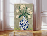 White Flower Vase Abstract Art Print A3