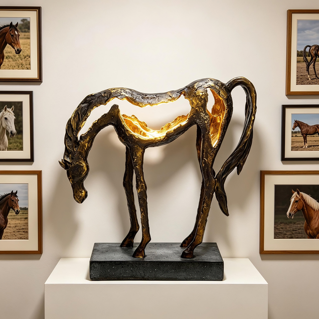 Bentley & Bo - Grazing Horse Statue.