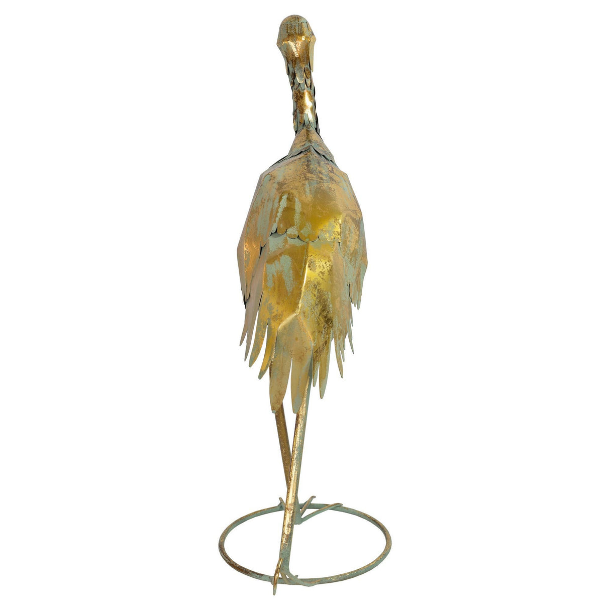 Gold Metal Crane Sculpture