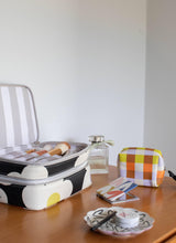 Luxury Caroline Gardner mini cube cosmetic bag, elegant travel organizer with chic design and premium craftsmanship