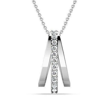 Silver and Crystal Drop Pendant.