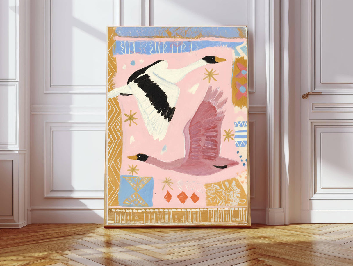 Swan Pastel Painting Art Print A3