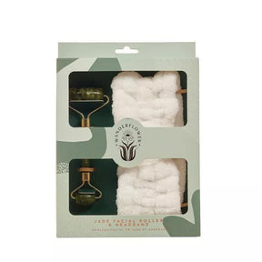 Wanderflower Jade Facial Roller & Headband.