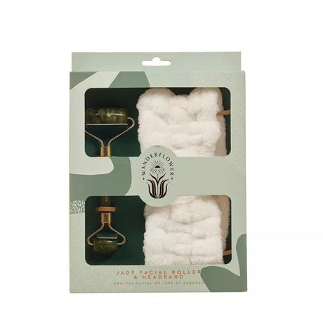 Wanderflower Jade Facial Roller & Headband.
