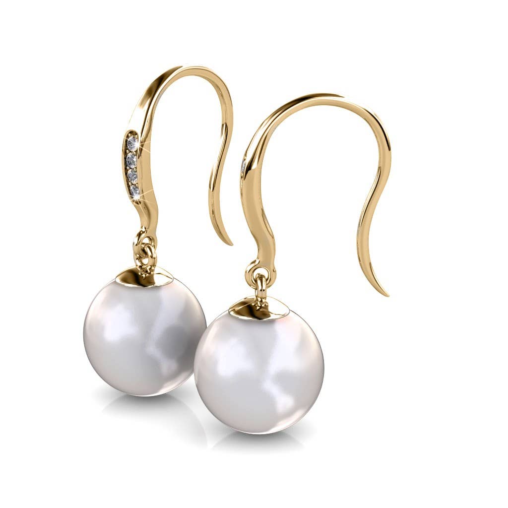 CARALI / MYC Paris - Pearl Hook Earrings - Gold and Crystal