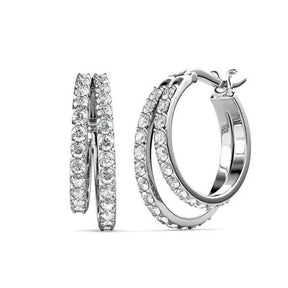 Duo Circlet earrings - Silver and Crystal.
