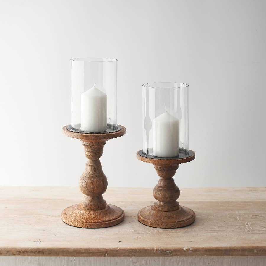 Gainsborough Giftware x Portland Living - Glass Pillar Candle Holder, 35cm.