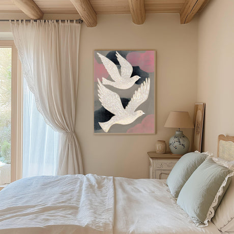 Flying Birds Abstract Art Print A3