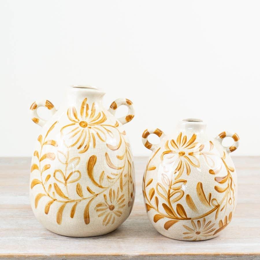 Hand Painted Vase with Handles