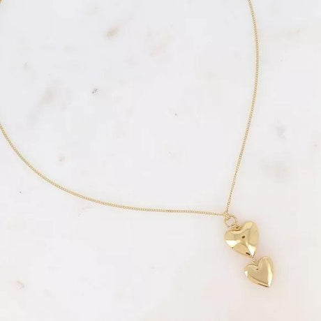 Necklace - double heart pendant.
