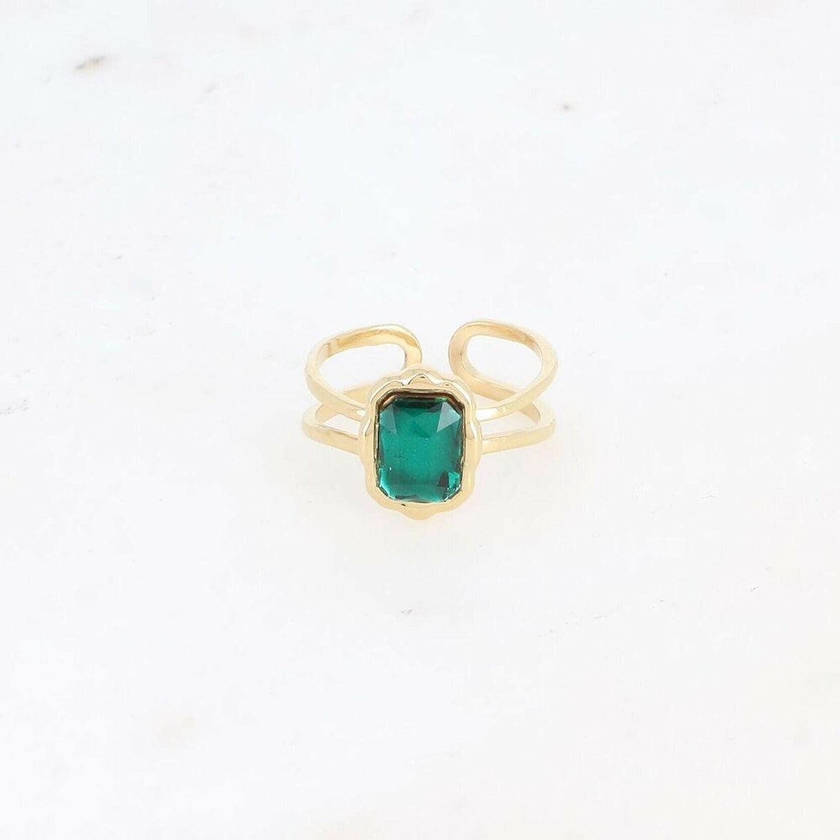 Green Gem Open Sized Ring.