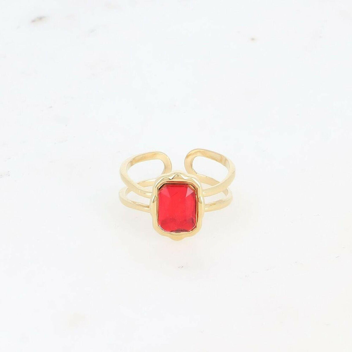 Ruby Red Gem Open Sized Ring.