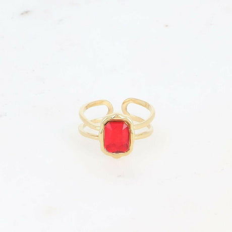 Ruby Red Gem Open Sized Ring.