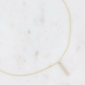 Gold Crystal Bar Necklace.