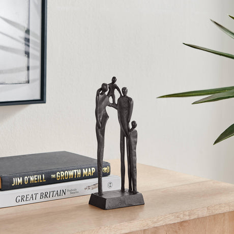 Brown Cast Iron Abstract Family of Four Together Sculpture