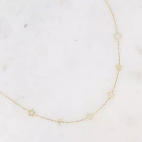 Necklace - stars, crosses, clovers and heart.