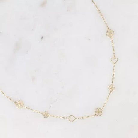 Necklace - openwork clovers and hearts.