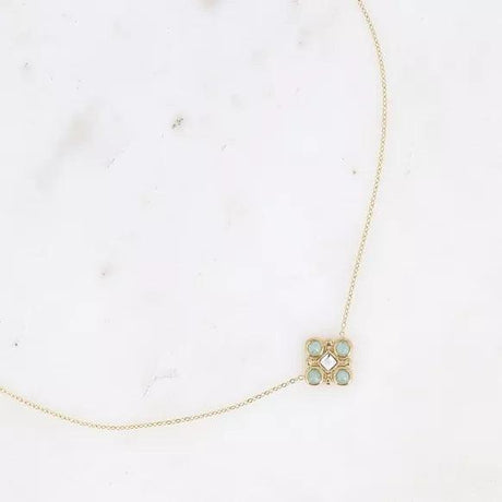 Necklace - natural stones and square cut crystal.
