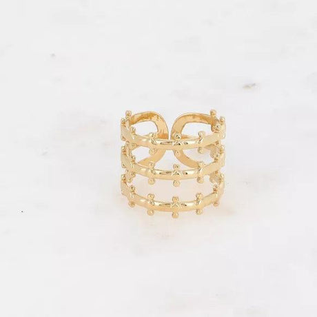 Wide ring - 3 rows, small balls.